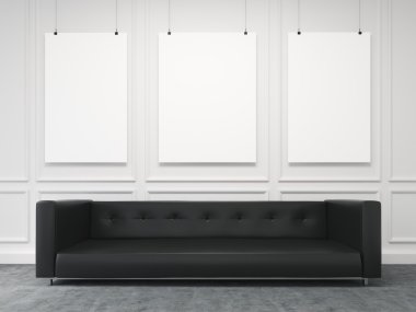 Sofa at the wall. Front view