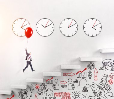Man going upstairs, time running
