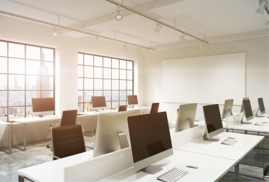 Open space office with computers