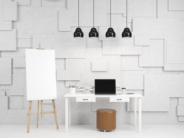 Workshop with an easel