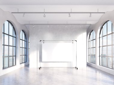 Empty hall with panoramic windows