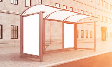 Şehirdeki otobüs durağı.