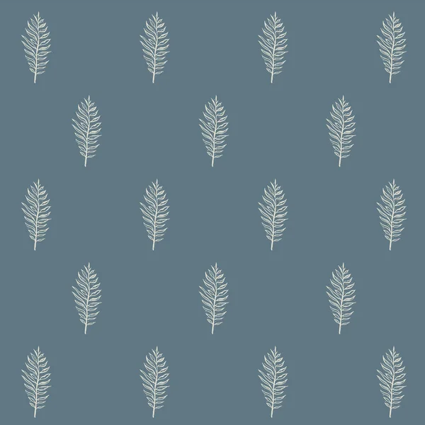 Vector White Fern Pattern Square Vector Pattern White Ferns Blue — Stock Vector