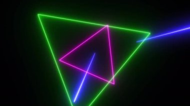 Soyut fütüristik tünelde neon lambalı uçuş animasyonu ile soyut bir arka plan. Animasyonsuz döngü.