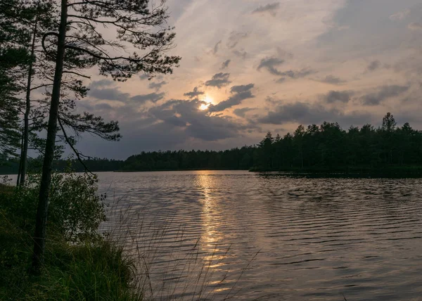 호수가 호수의 반사되는 라트비아 — 스톡 사진