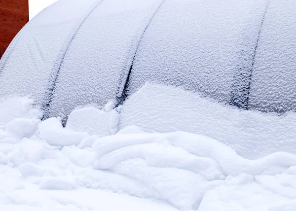 Paisagem Com Uma Estufa Filme Neve Estufa Dia Inverno — Fotografia de Stock