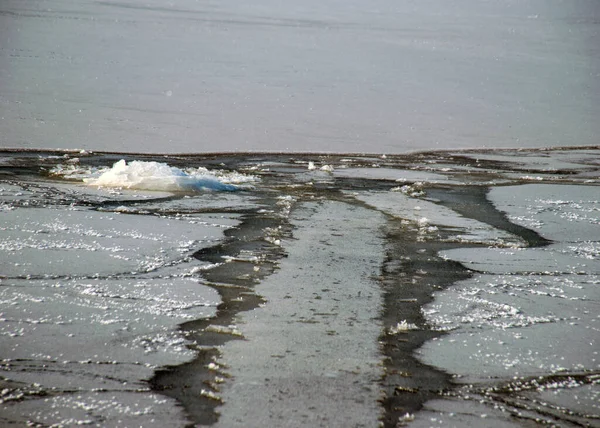 Různé Ledové Útvary Moři Ledová Textura Vodní Hladině Krásný Zimní — Stock fotografie