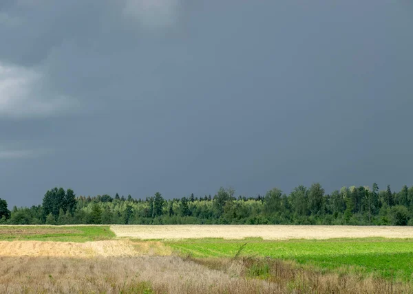 Paisaje Rural Con Nubes Tormenta Colores Contrastantes Naturaleza Antes Lluvia — Foto de Stock