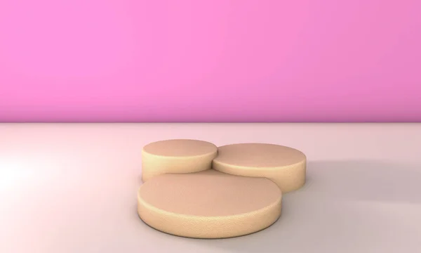 ピンクの背景に石の表彰台。3Dイラスト — ストック写真