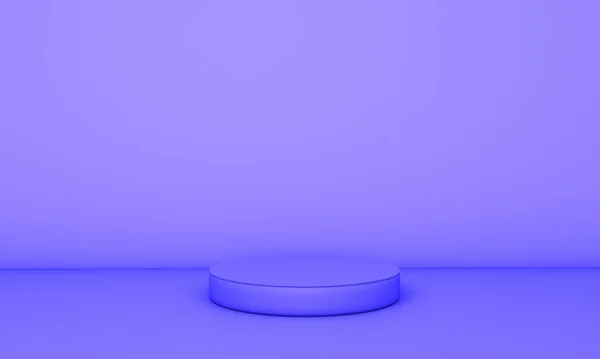 Podium bleu en fond bleu. Illustration 3d. — Photo