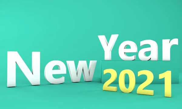 Nieuwjaar 2021 Design Concept Illustratie Render — Stockfoto