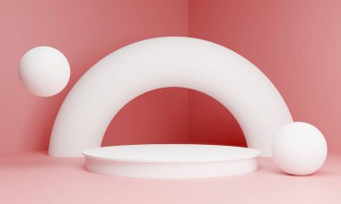 Güzel lüks arka plan kaidesi. 3d illüstrasyon, 3d canlandırma.