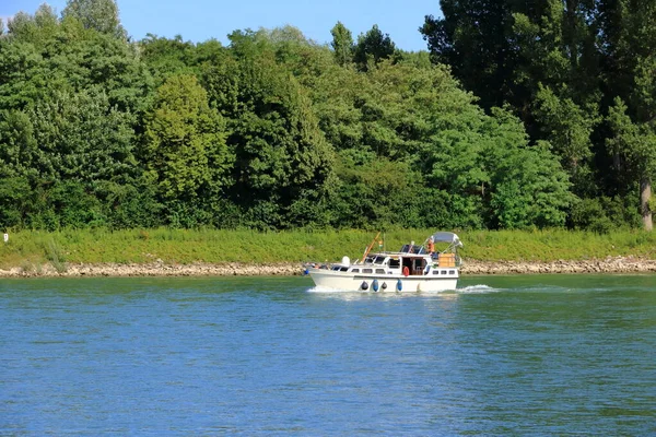 Una Piccola Barca Diporto Sul Fiume Reno — Foto Stock