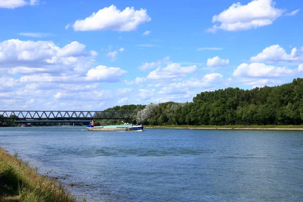 Transporte Marítimo Terrestre Por Río Rin Cerca Germersheim —  Fotos de Stock