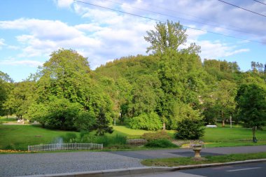 12 Temmuz 2020 Marianske Lazne / Marienbad / Çek Cumhuriyeti: Marienbad 'daki güzel park