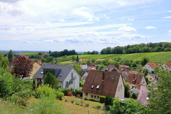 Blick Von Den Weinbergen Auf Pleisweiler Der Deutschen Weinstraße Der — Stockfoto