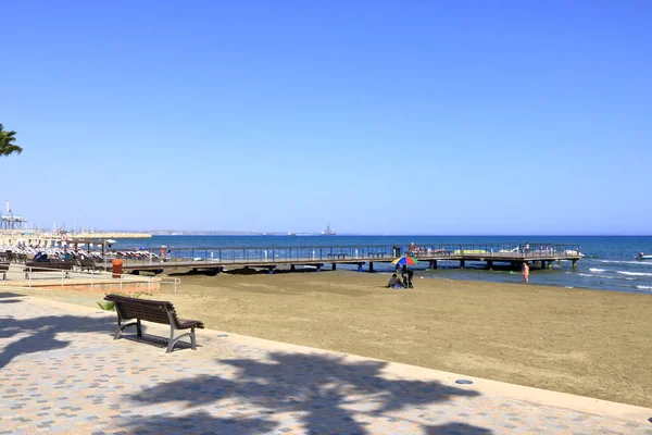 Setembro 2020 Larnaca Cyprus Dia Ensolarado Passeio Finikoudes Vida Calma — Fotografia de Stock