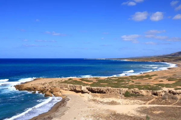 Vista Panorámica Agua Cristalina Playa Lara Cerca Paphos Chipre —  Fotos de Stock