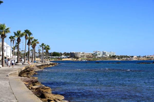 Října 2020 Paphos Kypr Turistické Oblasti Pláže Kyperském Městě Paphos — Stock fotografie