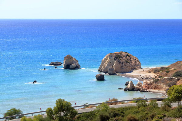 Aphrodite's rock and beach in Cyprus called Petra tou Romiou