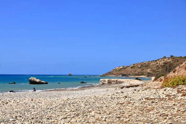 Aphrodite Beach Stone Rocks Aphrodite Bay Mediterranean Sea Water Blue — стокове фото