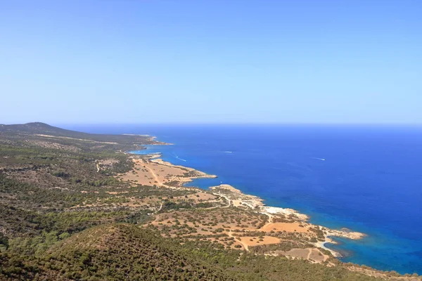 Pohled Shora Pobřeží Kypru Modrou Lagunou Akamas Mys Krajina — Stock fotografie