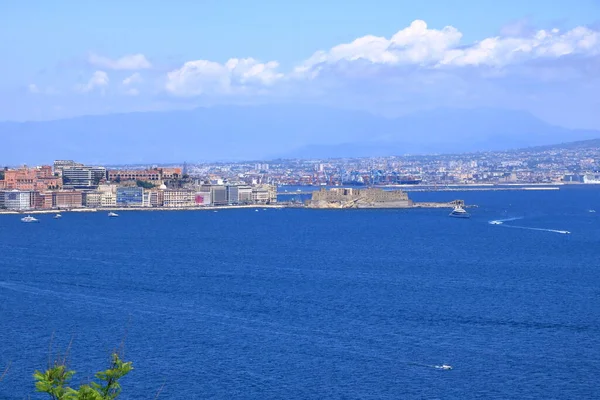 Panoramisch Uitzicht Stad Napels Vesuvius Golf Van Napels Middellandse Zee — Stockfoto