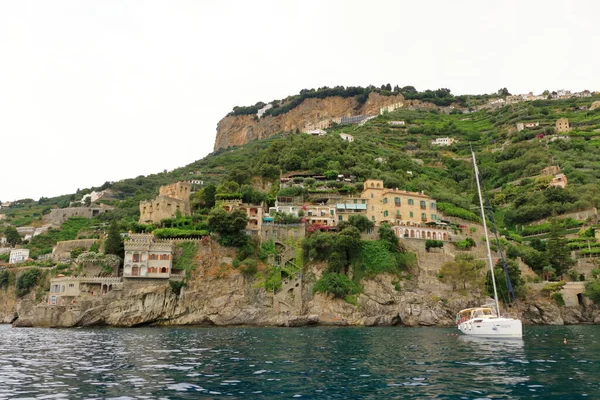 July 2021 Amalfi Italy Beautiful View Amalfi Town Boat Campania — Stock Photo, Image