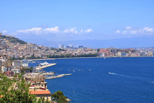 Panoramisch Uitzicht Stad Napels Vesuvius Golf Van Napels Middellandse Zee — Stockfoto