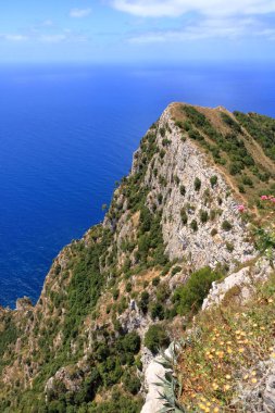 İtalya 'daki Capri Adası Monte Solaro' dan Deniz Kayalıkları ve Sahil Kıyısı Muhteşem Manzarası