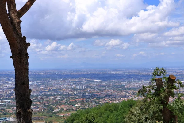 Visitando Nápoles Vista Sobre Golfo Ciudad Desde Lejos — Foto de Stock