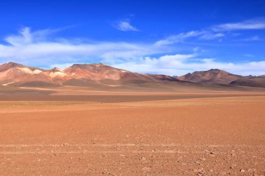 Uyuni 'den Bolivya' nın güneyine yapılan bir yolculuktaki manzara.