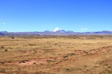 Bolivya 'nın kuzeyindeki manzara. Arka planda Cordilleras' lar var.