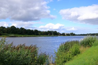 recreation at Nord-Ostsee-Kanal near Rendsburg in Germany