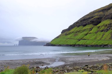 Risin and Kellingin, the giant and the witch, view from Tjornuvik, Streymoy, Faroe Islands in Denmark