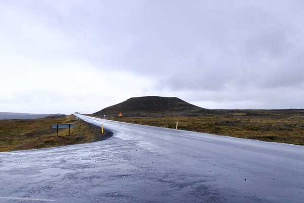around the Hverir geothermal area with boiling mudpools and steaming fumaroles in Iceland, also known as Hverarond