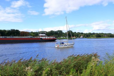 recreation at Nord-Ostsee-Kanal near Rendsburg in Germany