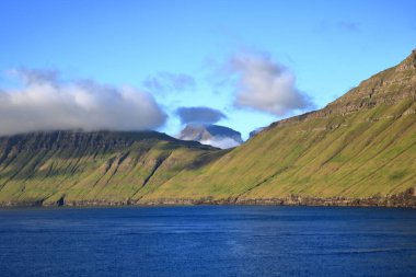 a view to the island of Kalsoy from the sea, Faroe Islands, Denmark
