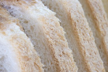 Yakın çekim makrosu dilimli ekmek.