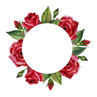 4 Temmuz kutlamaları. Amerikan Bağımsızlık Günü. Yuvarlak çerçeveli bayram sembolleri. El çizimi suluboya Çizimi. 