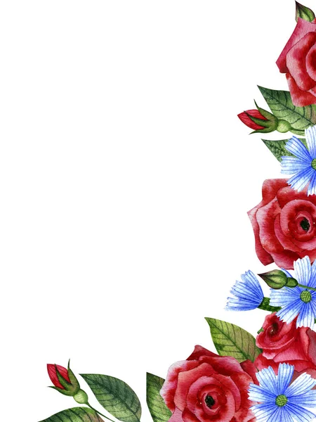 Július Ünneplés Amerikai Függetlenség Napja Határ Ünnepi Virágos Szimbólumokkal Kézzel — Stock Fotó