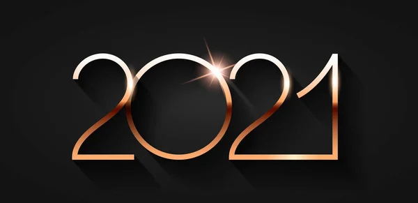Lusso 2021 Felice anno nuovo elegante design - illustrazione vettoriale di oro 2021 numeri di logo su sfondo nero — Vettoriale Stock
