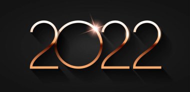 Lüks 2022 Mutlu Yeni Yıl zarif tasarımı - siyah arkaplanda altın 2021 logo numaralarının vektör çizimi