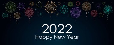 Çok renkli havai fişeklerle 2022 Yılbaşı Soyut Arkaplanı