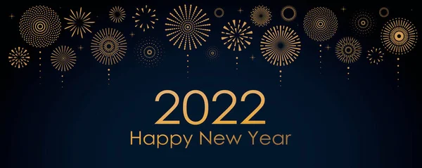 2022 Capodanno Sfondo astratto con fuochi d'artificio d'oro — Vettoriale Stock
