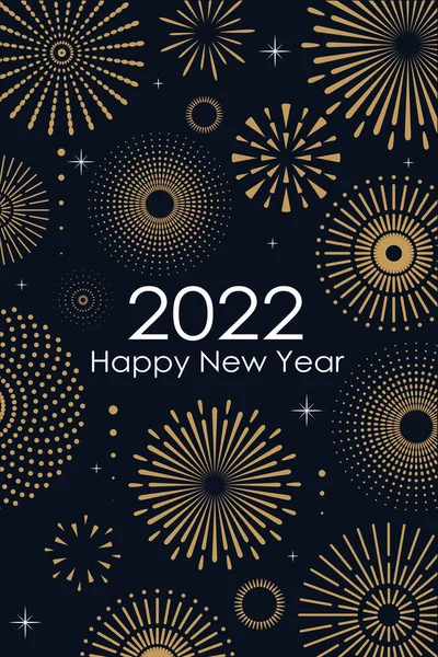 2022 Capodanno Sfondo astratto con fuochi d'artificio d'oro — Vettoriale Stock