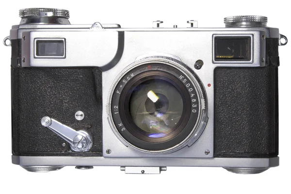 Beyaz arkaplanda eski fotoğraf makinesi