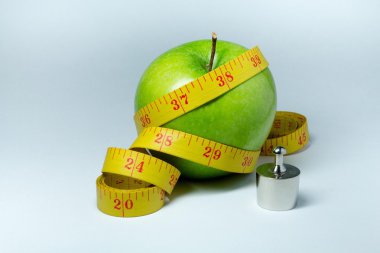 ölçü birimi teyp ve elma izole