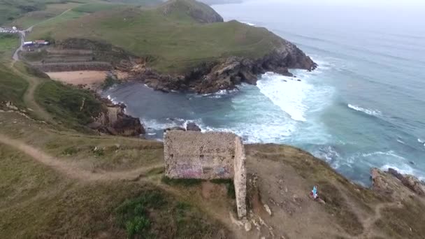 Aerial view of small beaches on the Cantabrian coast — Stock Video