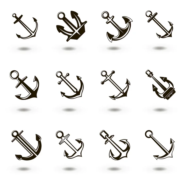 12 Symbole als Anker — Stockvektor